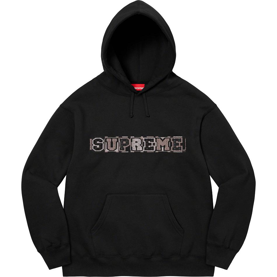 Black Supreme Beaded Hooded Sweatshirts | PH275EX