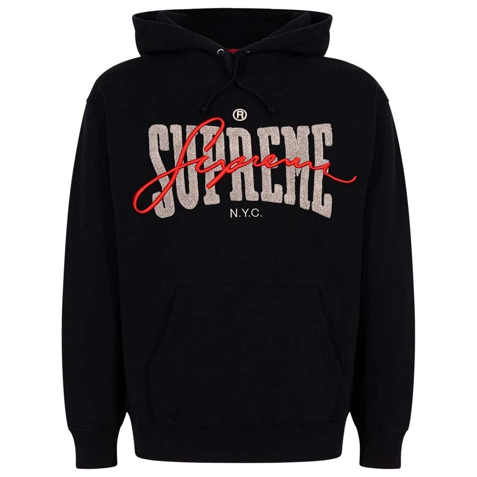 Black Supreme Embroide Chenilles Hoodie | PH483EX