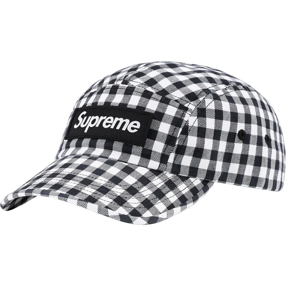 Black Supreme Gingham Camp Cap Hats | PH116MA