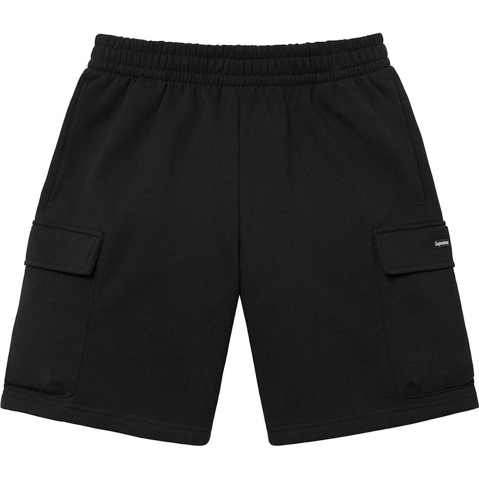 Black Supreme Small Box Baggy Cargo Sweat Shorts | PH369LH