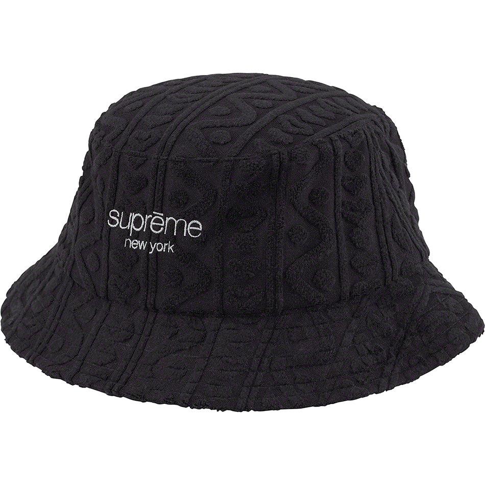 Black Supreme Terry Pattern Crusher Hats | PH141NB