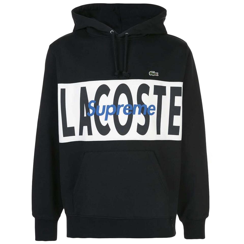 Black Supreme X Lacoste Logo Panel Hoodie | PH457EX