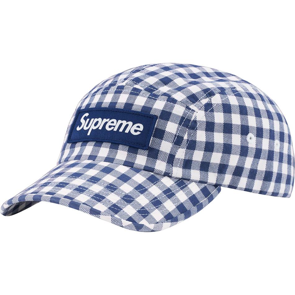 Blue Supreme Gingham Camp Cap Hats | PH115NB