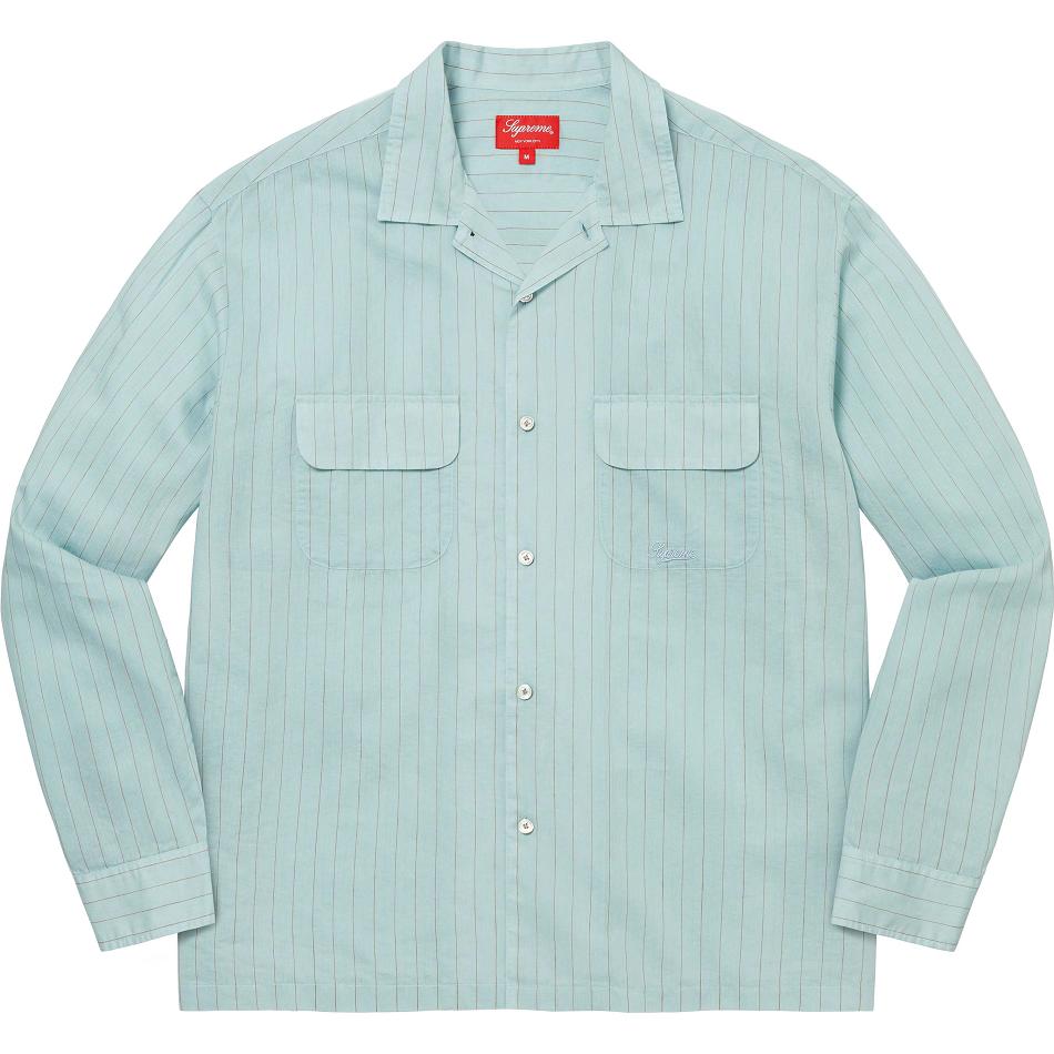 Blue Supreme Pinstripe Linen Shirts | PH373VD