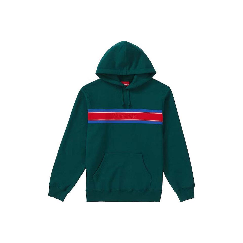 Green Supreme Chest Stripe Logo Hooded Sweatshirts | PH270BC