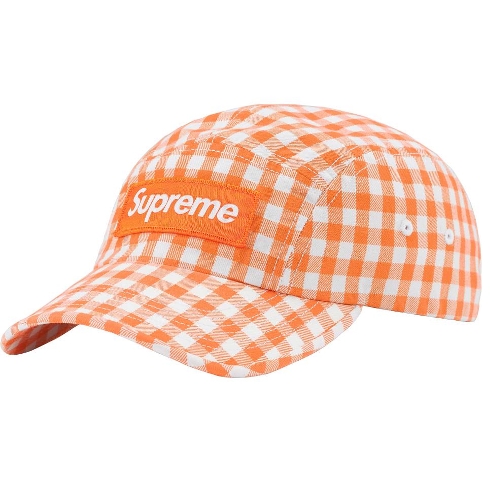 Orange Supreme Gingham Camp Cap Hats | PH118WY