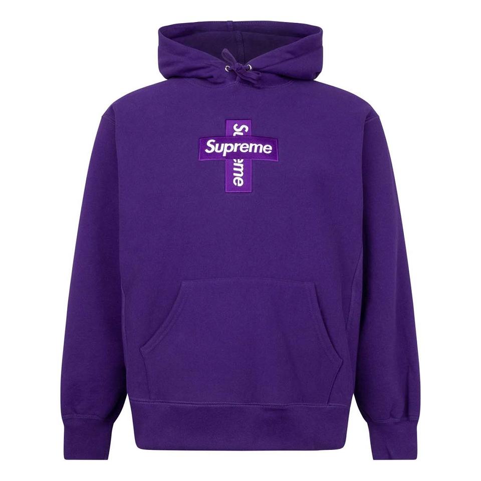 Purple Supreme Cross Box Logo Hoodie | PH485TV