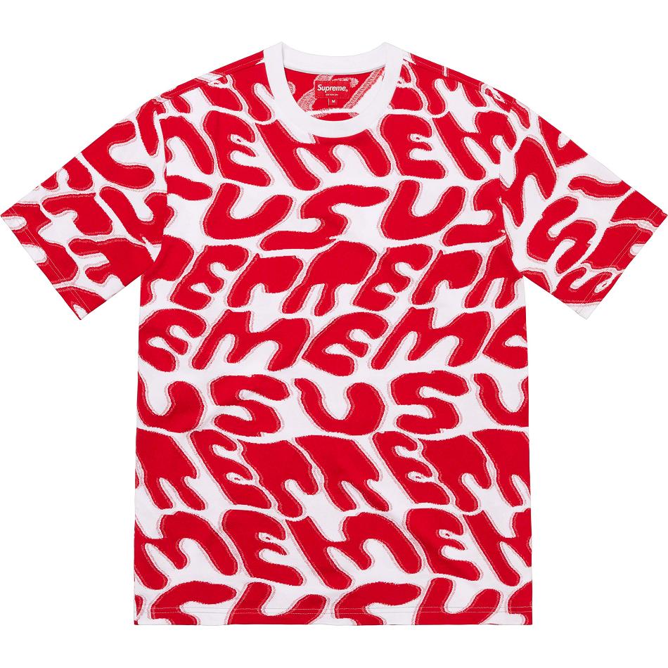 White / Red Supreme Stacked Intarsia S/S Top Sweaters | PH311DN