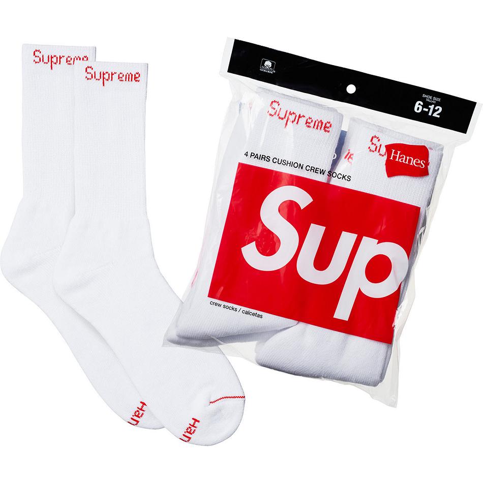 White Supreme Hanes® Crew Socks (4 Pack) Socks | PH104FM