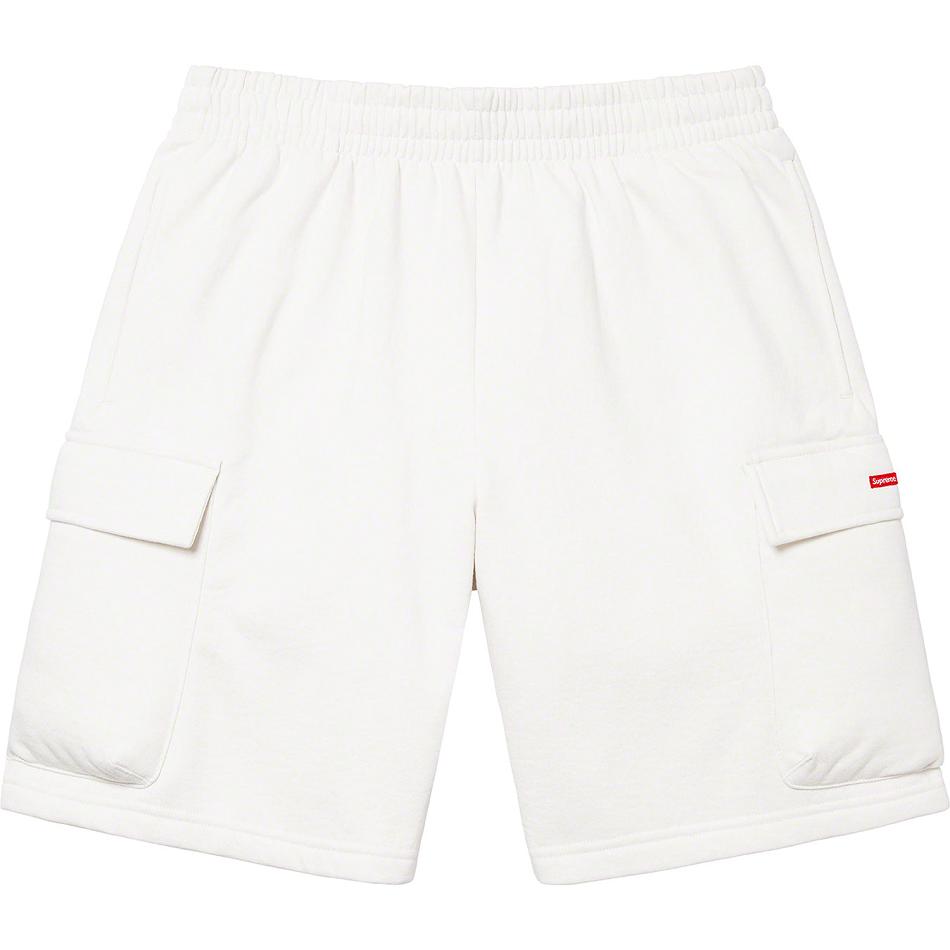 White Supreme Small Box Baggy Cargo Sweat Shorts | PH368KI