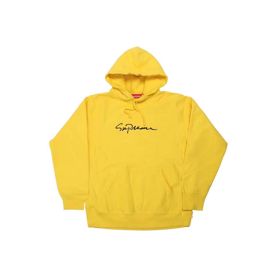 Yellow Supreme Classic Script Hooded Sweatshirts | PH269VD