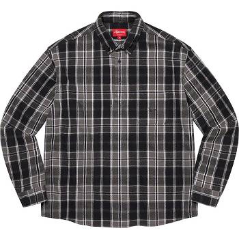 Black Supreme Pullover Plaid Flannel Shirts | PH379EX