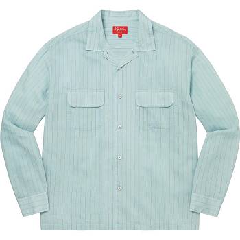 Blue Supreme Pinstripe Linen Shirts | PH373VD