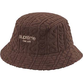 Brown Supreme Terry Pattern Crusher Hats | PH143QZ