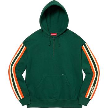 Green Supreme Half Zip Hooded Sweatshirts | PH291LH