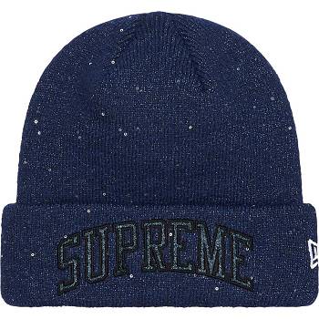 Navy Supreme New Era® Metallic Arc Beanie Hats | PH145EX