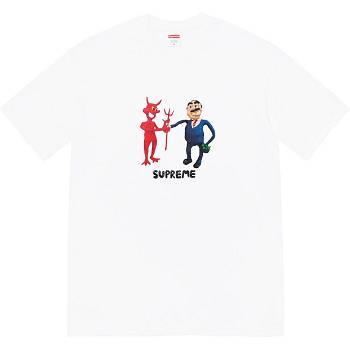 White Supreme Business Tee T Shirts | PH217VD