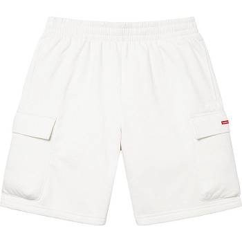 White Supreme Small Box Baggy Cargo Sweat Shorts | PH368KI